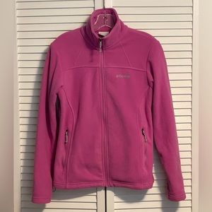 Columbia pink women’s fleece zip-up jacket RN 69724, size XS.